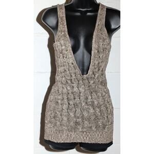 DayTrip Knit Tank Top Sleeveless Deep V Neck Textured Tunic Sweater Vest Medium